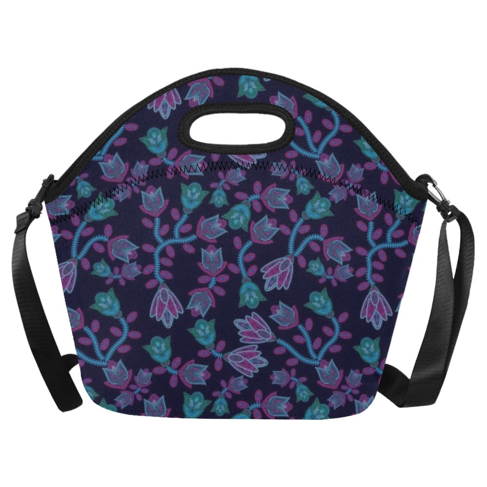 Beaded Blue Nouveau Neoprene Lunch Bag