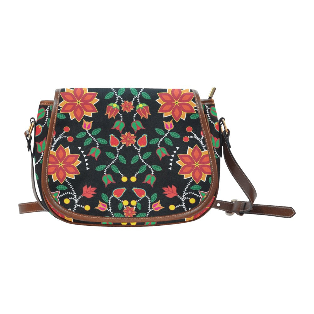 Floral Beadwork Six Bands Saddle Bag