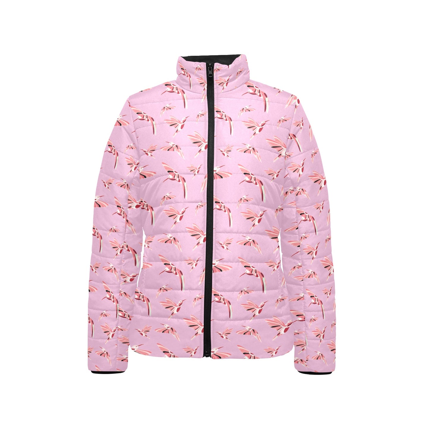 Strawberry Pink Women's Stand Collar Padded Jacket