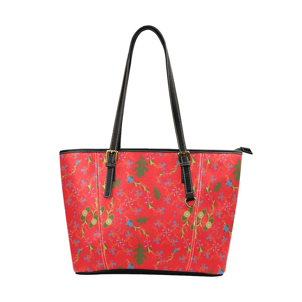 Vine Life Scarlet Leather Tote Bag