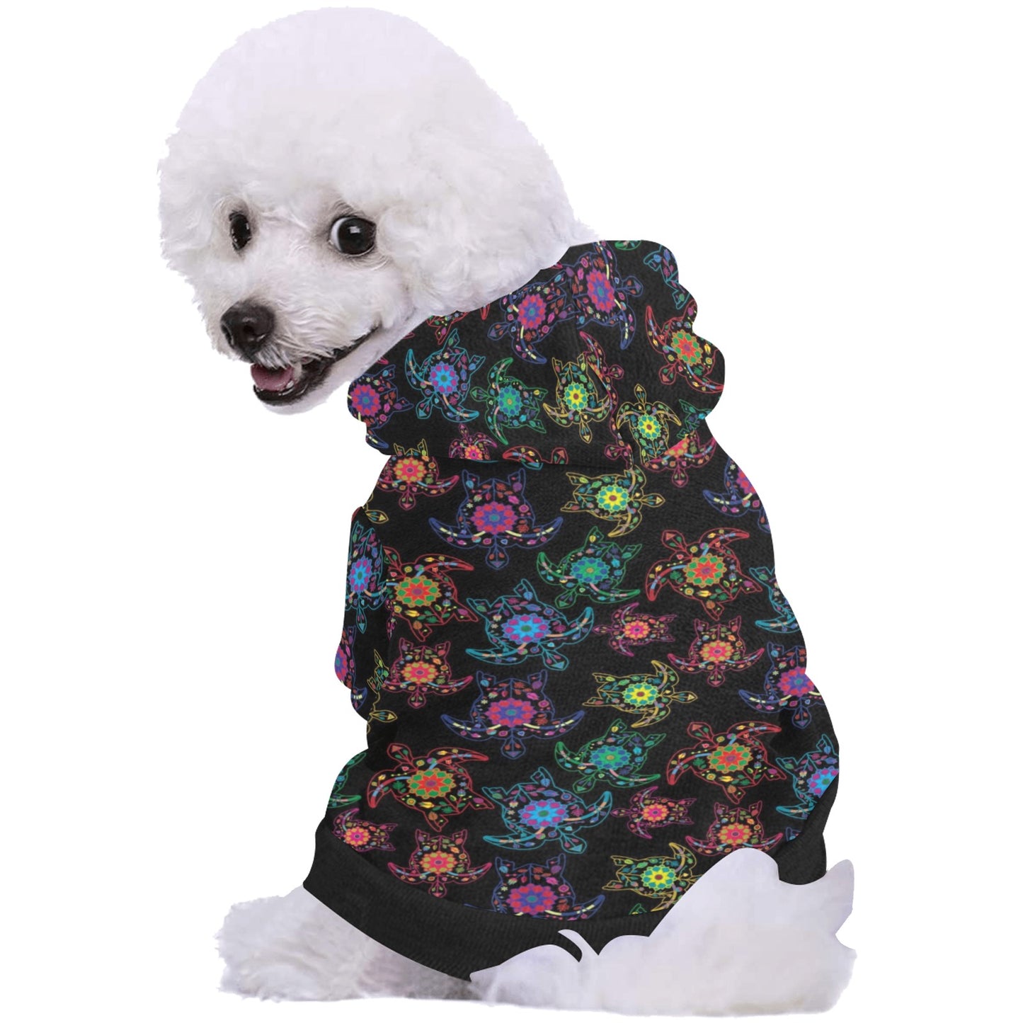 Neon Floral Turtle Pet Dog Hoodie