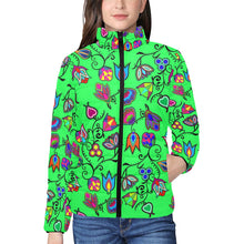 Load image into Gallery viewer, Indigenous Paisley Green Women&#39;s Stand Collar Padded Jacket
