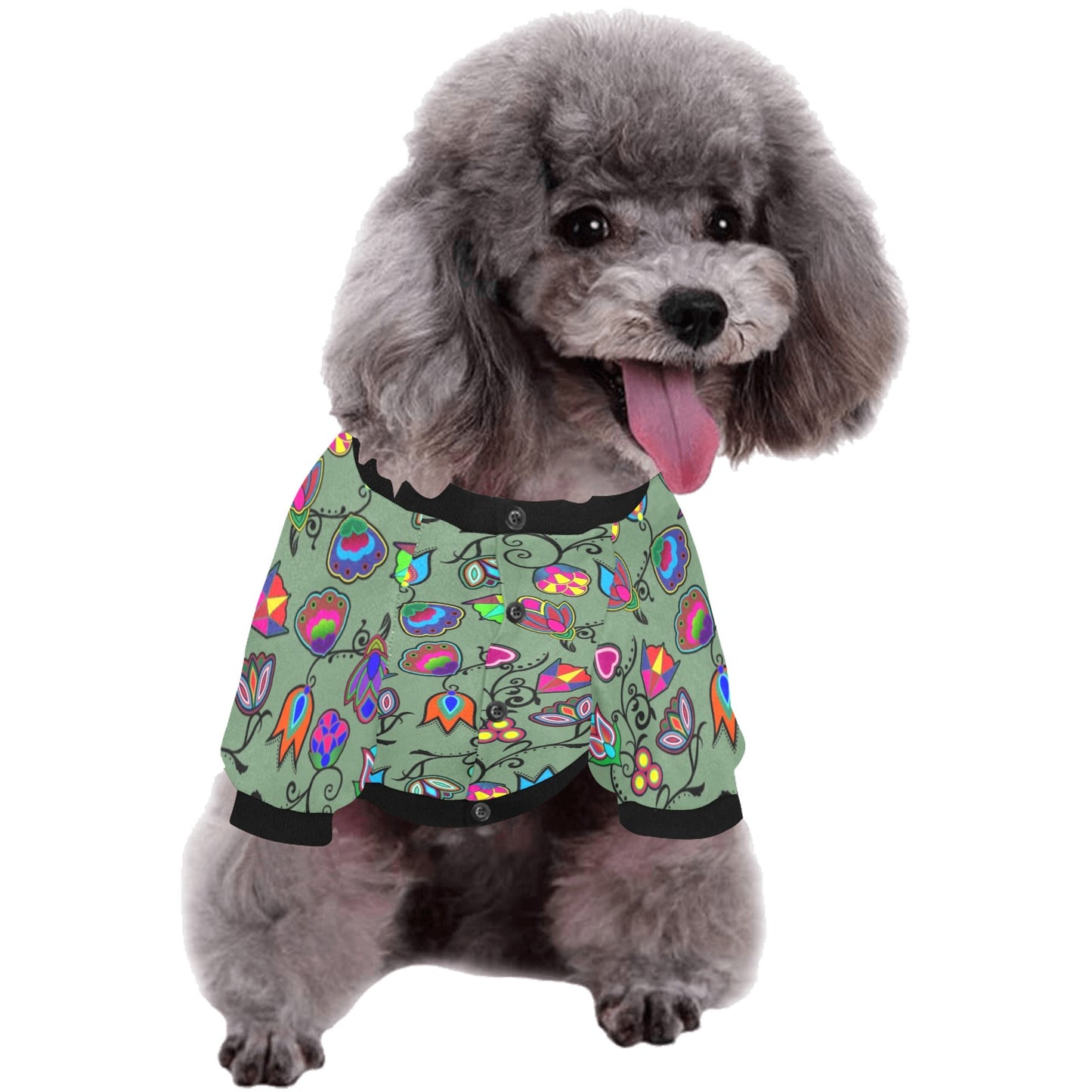 Indigenous Paisley Dark Sea Pet Dog Round Neck Shirt