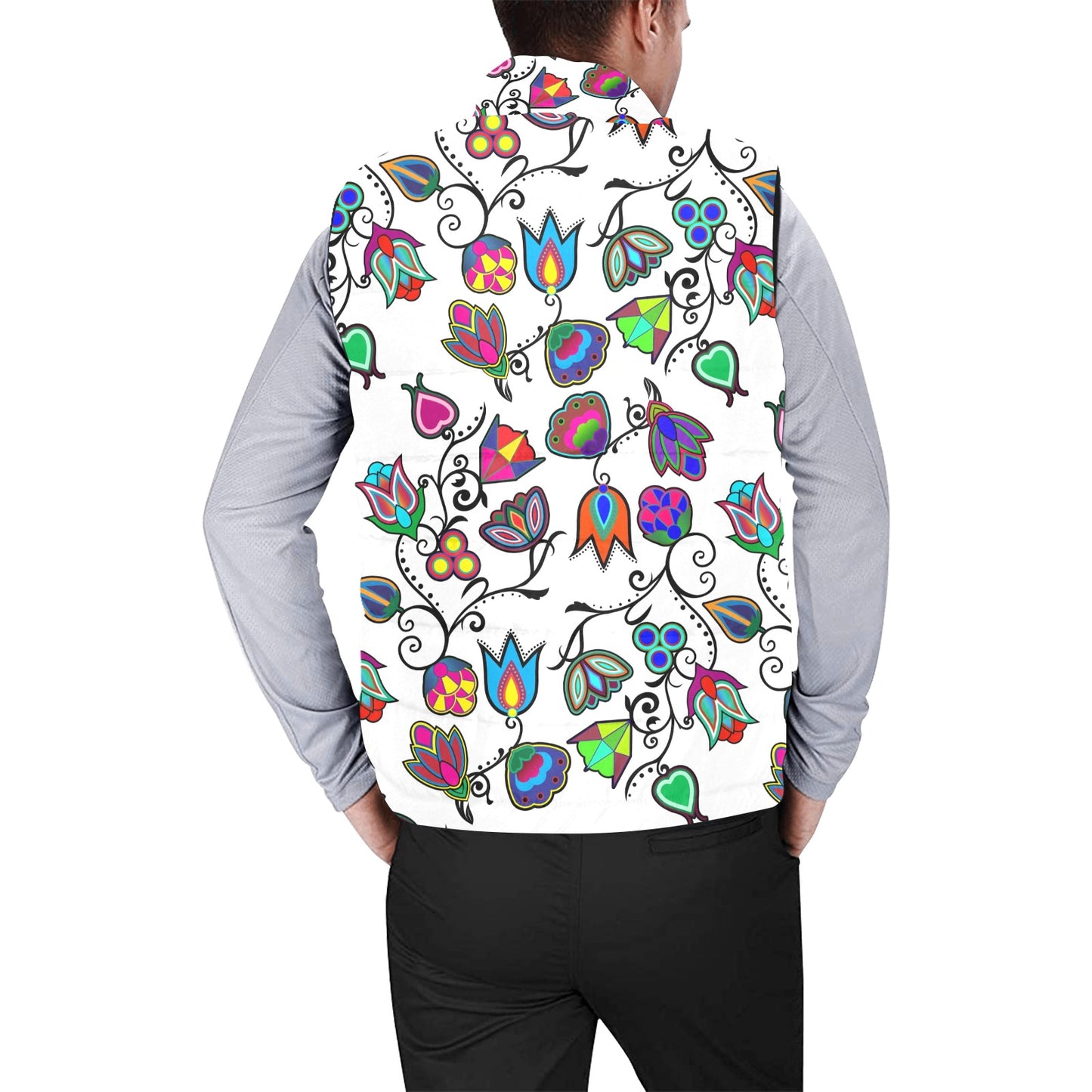 Indigenous Paisley White Men's Padded Vest Jacket