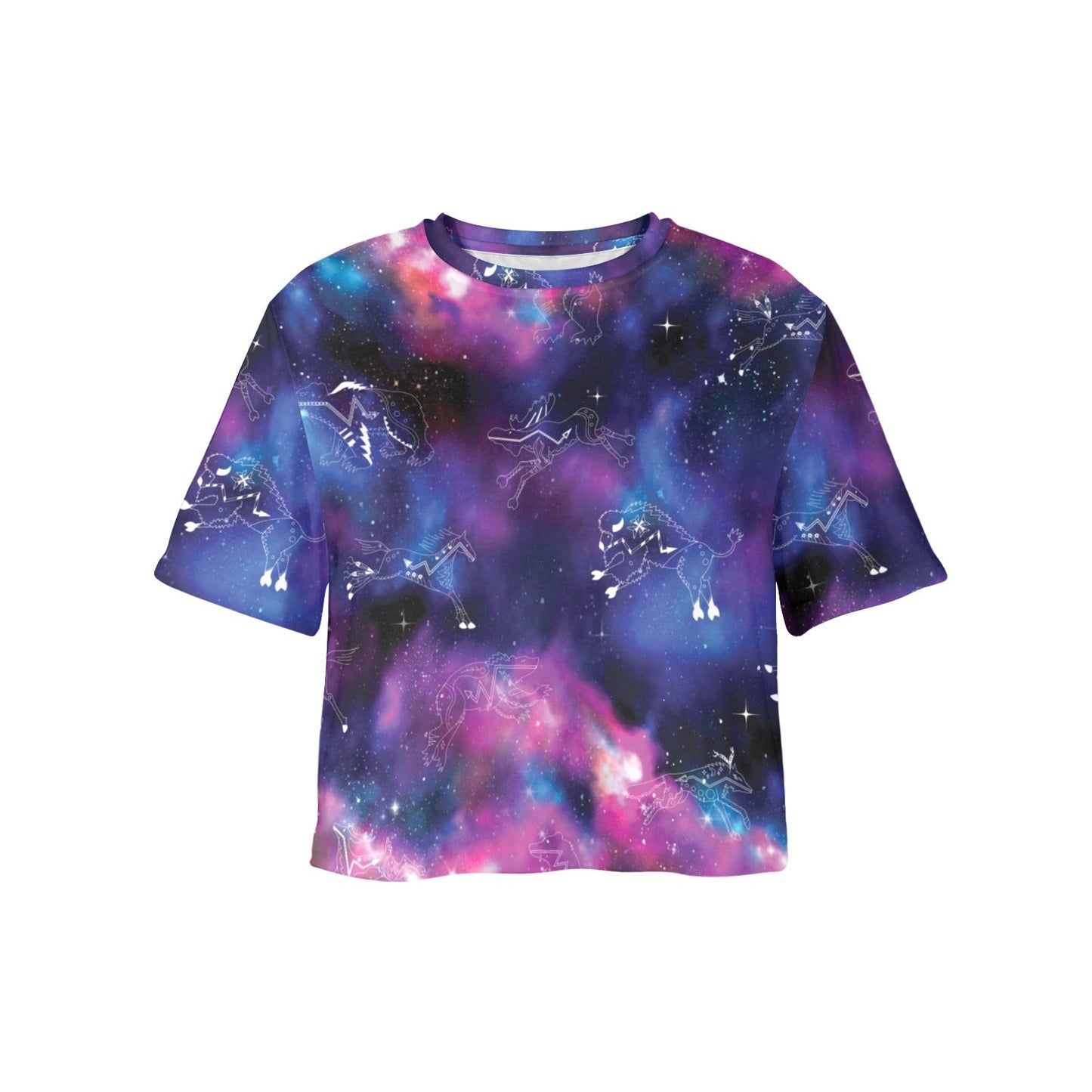 Animal Ancestors 1 Blue and Pink Crop Top