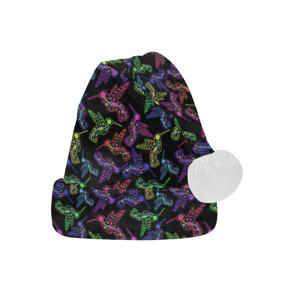 Neon Floral Hummingbirds Santa Hat