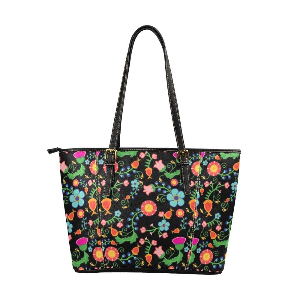 Bee Spring Night Leather Tote Bag