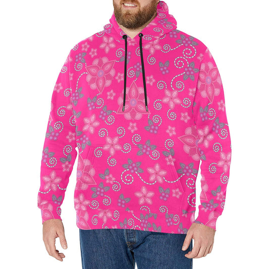 Berry Picking Pink Men's Long Sleeve Fleece Hoodie