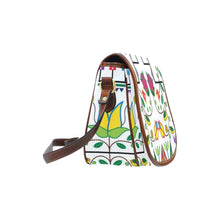 Load image into Gallery viewer, Geometric Floral Summer - White Saddle Bag
