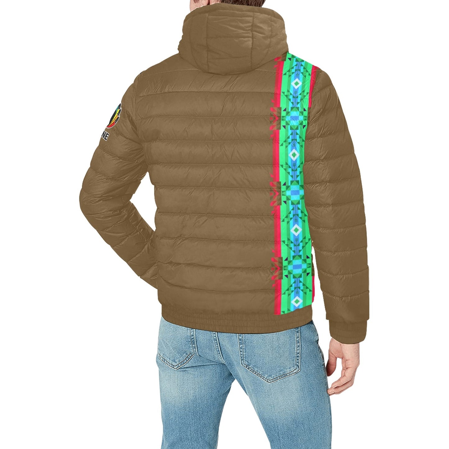 Blanket Strip Earth Men's Padded Hooded Jacket