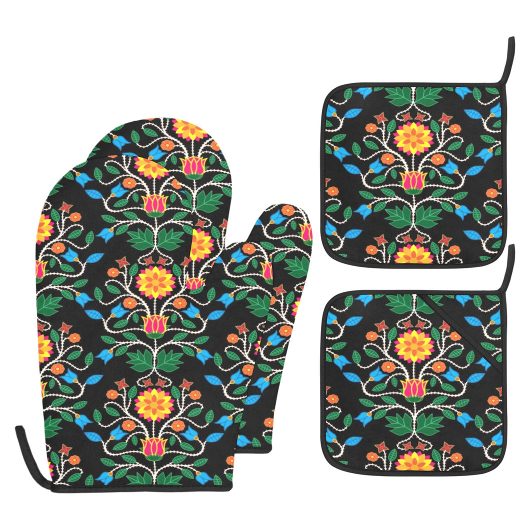 Floral Beadwork Four Clans Oven Mitt & Pot Holder