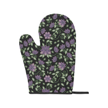 Load image into Gallery viewer, Purple Beaded Rose Oven Mitt &amp; Pot Holder
