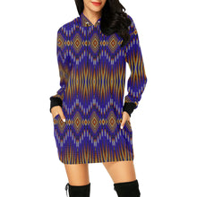 Load image into Gallery viewer, Fire Feather Blue Hoodie Dress
