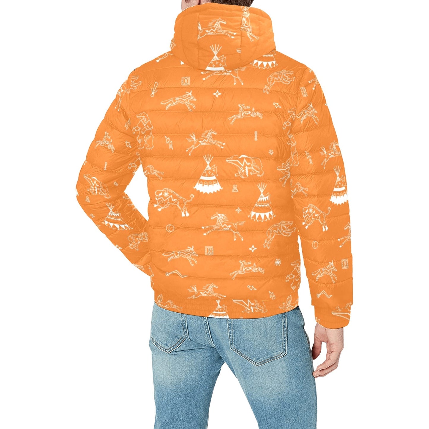 Ledger Dables Orange Men's Padded Hooded Jacket