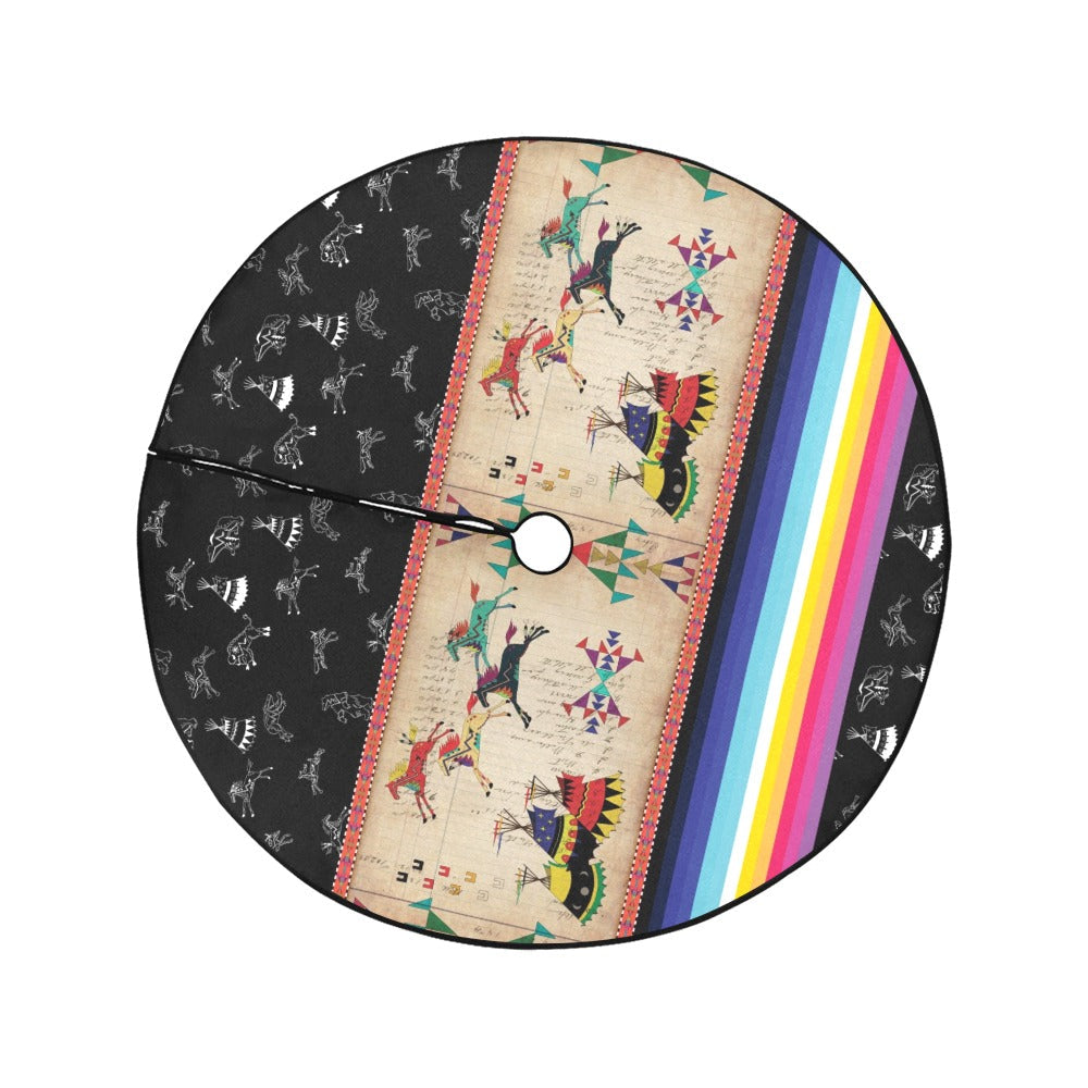 Horses Running Black Sky Tree Skirt
