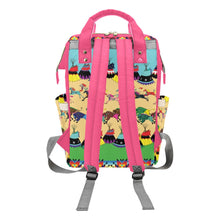 Load image into Gallery viewer, Horses and Buffalo Ledger Pink Multi-Function Diaper Backpack/Diaper Bag
