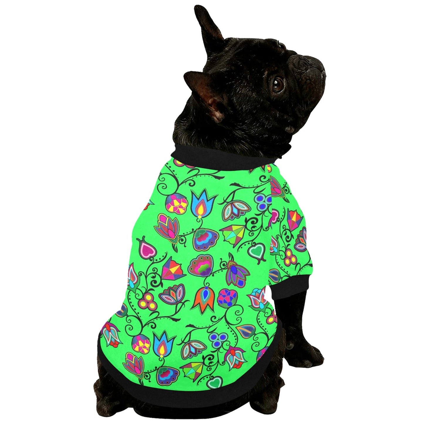 Indigenous Paisley Green Pet Dog Round Neck Shirt