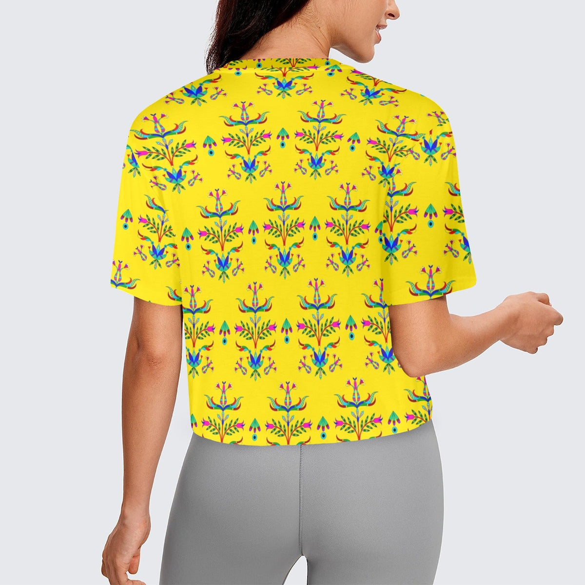 Dakota Damask Yellow Crop Top
