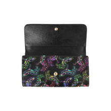 Load image into Gallery viewer, Neon Floral Wolves Women&#39;s Trifold Wallet
