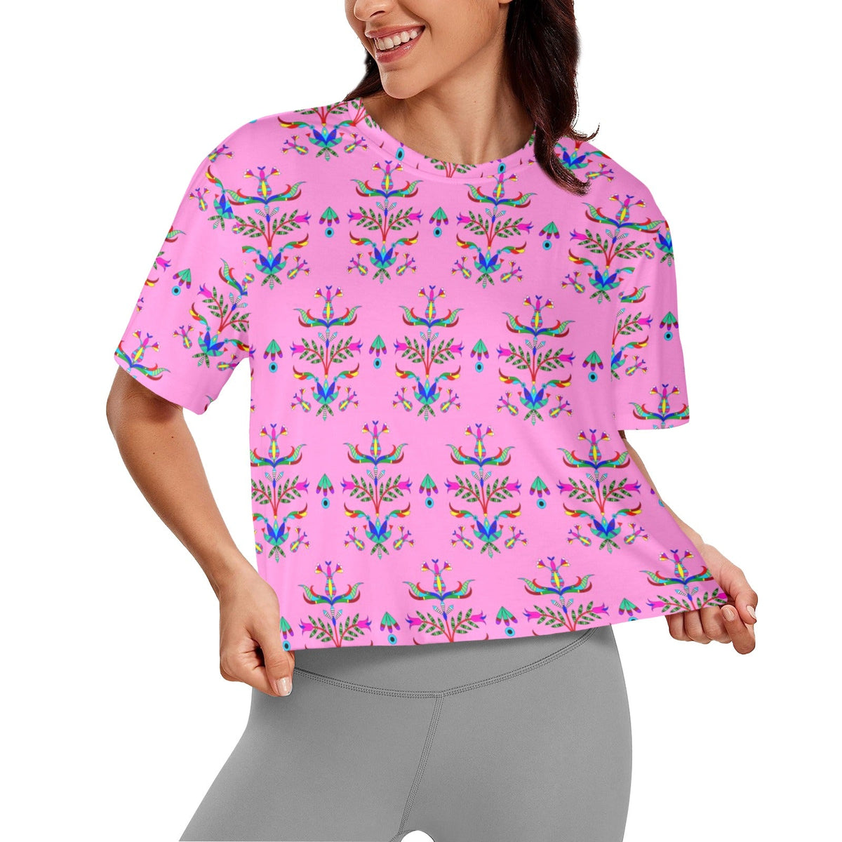 Dakota Damask Cheyenne Pink Crop Top