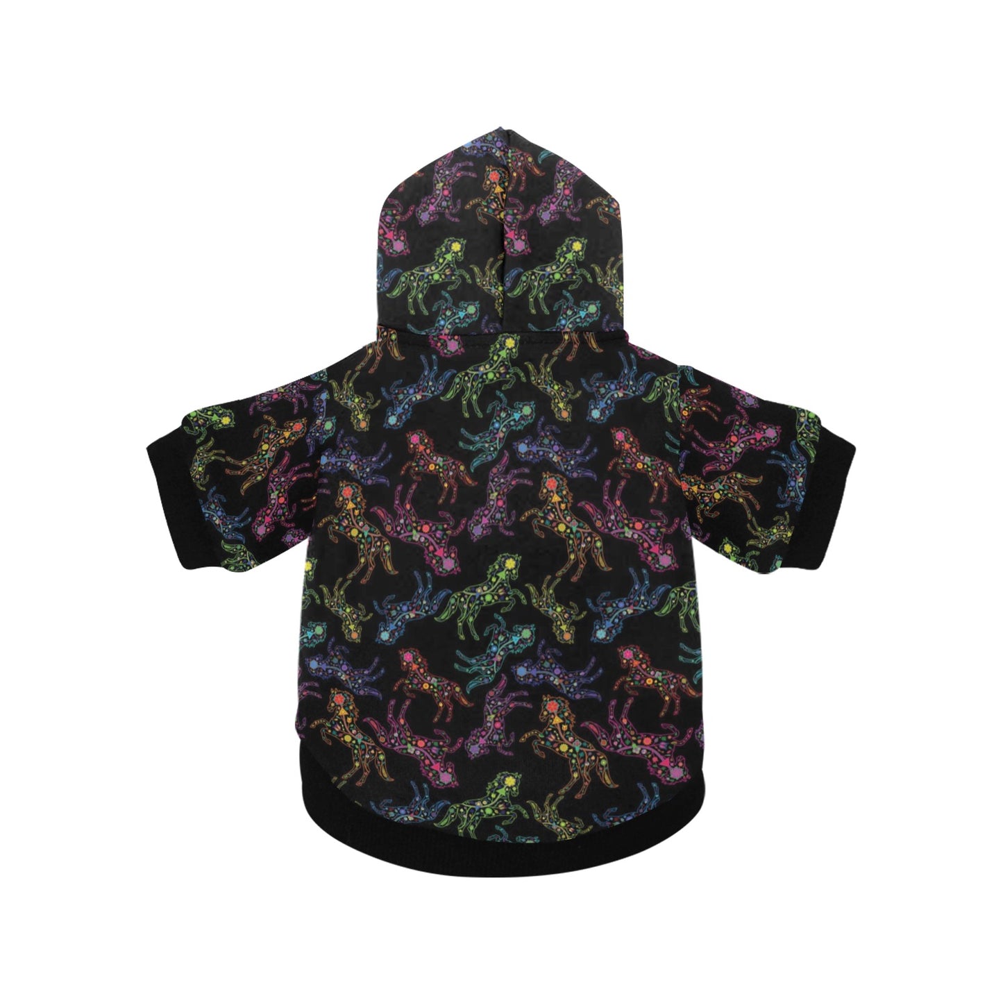 Neon Floral Horses Pet Dog Hoodie
