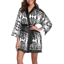 Load image into Gallery viewer, Writing on Stone Black and White Long Sleeve Kimono Robe
