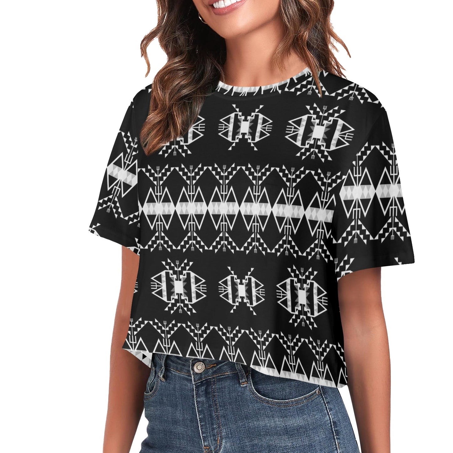 Sacred Trust Black and White Crop Top