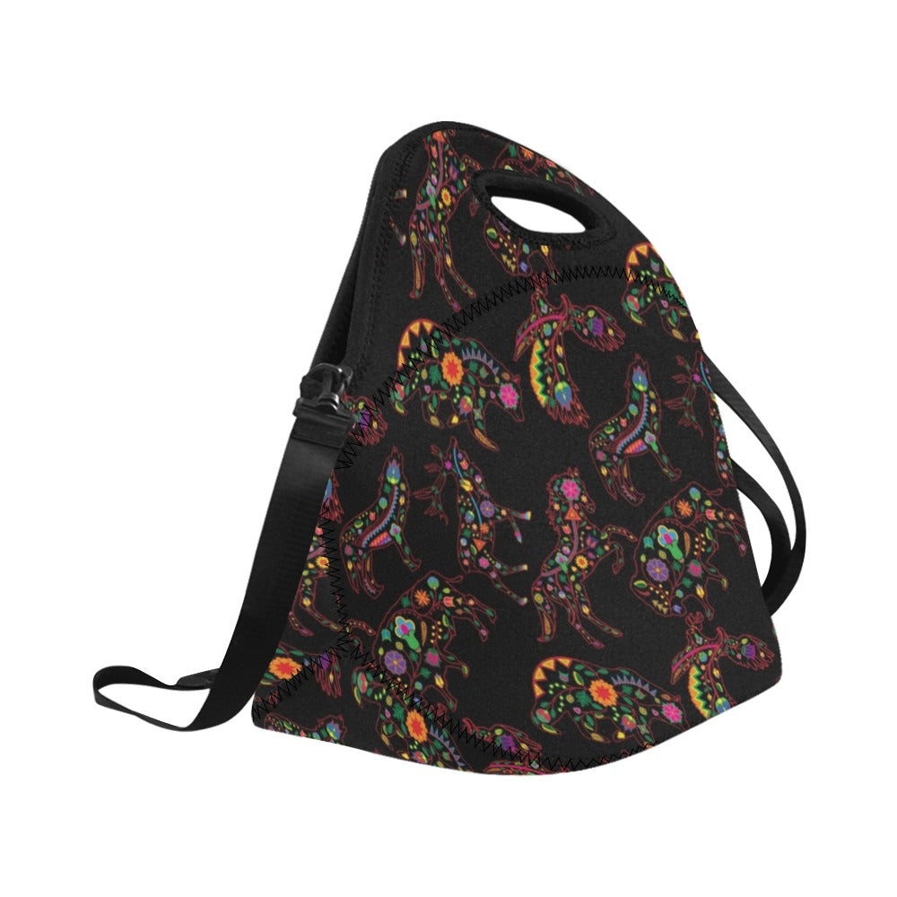 Neon Floral Animals Neoprene Lunch Bag/Large