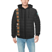 Load image into Gallery viewer, Teal Fire Men&#39;s Padded Hooded Jacket
