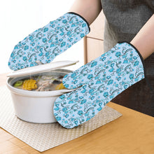 Load image into Gallery viewer, Blue Floral Amour Oven Mitt &amp; Pot Holder
