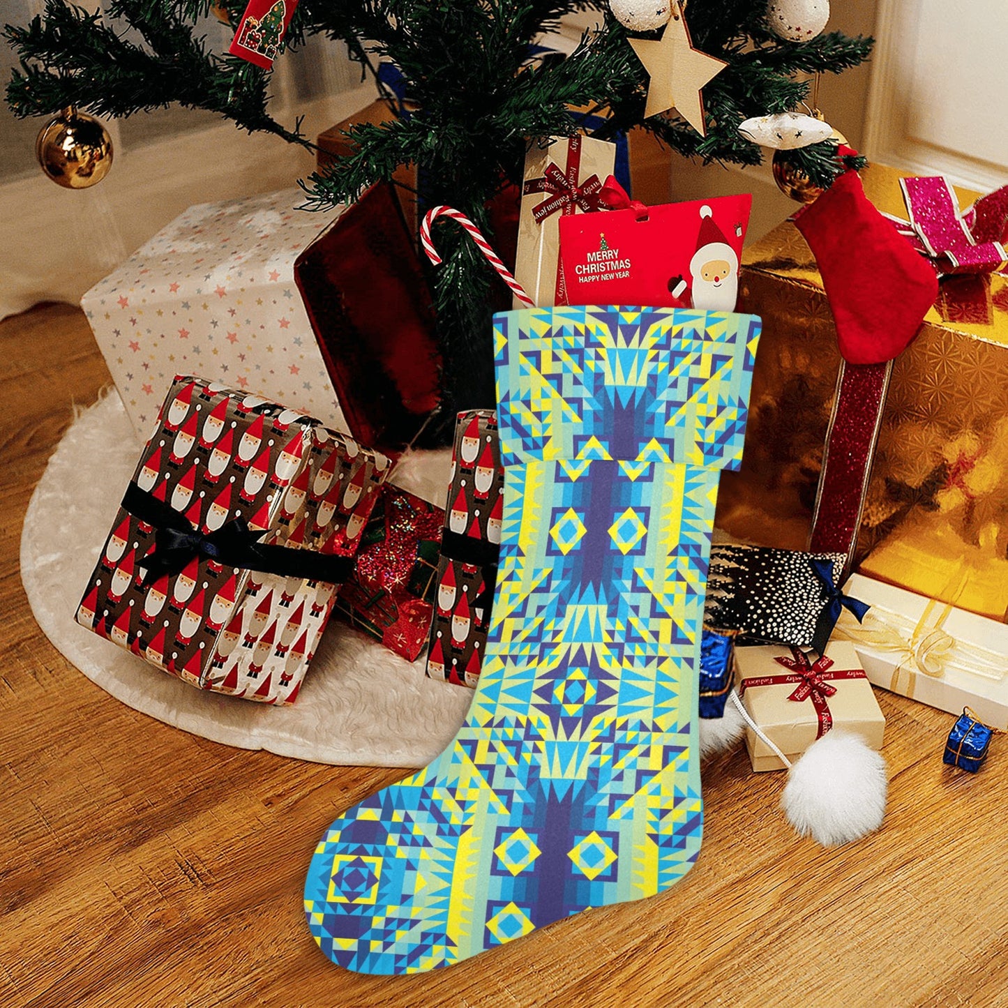 Kaleidoscope Jaune Bleu Christmas Stocking