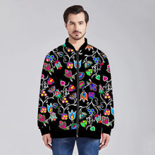 Load image into Gallery viewer, Indigenous Paisley Black White Zippered Collared Lightweight Jacket
