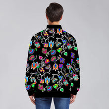 Load image into Gallery viewer, Indigenous Paisley Black White Zippered Collared Lightweight Jacket
