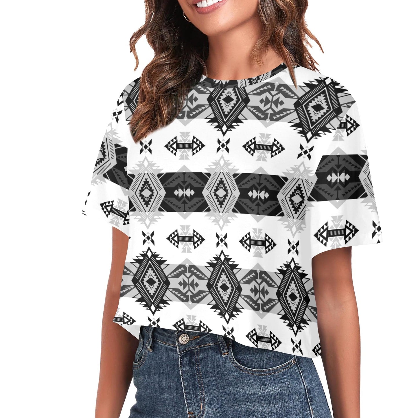 Sovereign Nation Black and White Crop Top