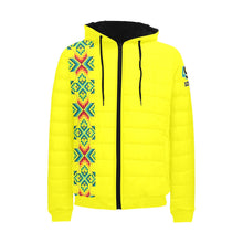 Load image into Gallery viewer, Yellow Blanket Strip Men&#39;s Padded Hooded Jacket
