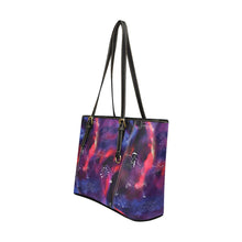 Load image into Gallery viewer, Animal Ancestors 3 Blue Pink Swirl Leather Tote Bag
