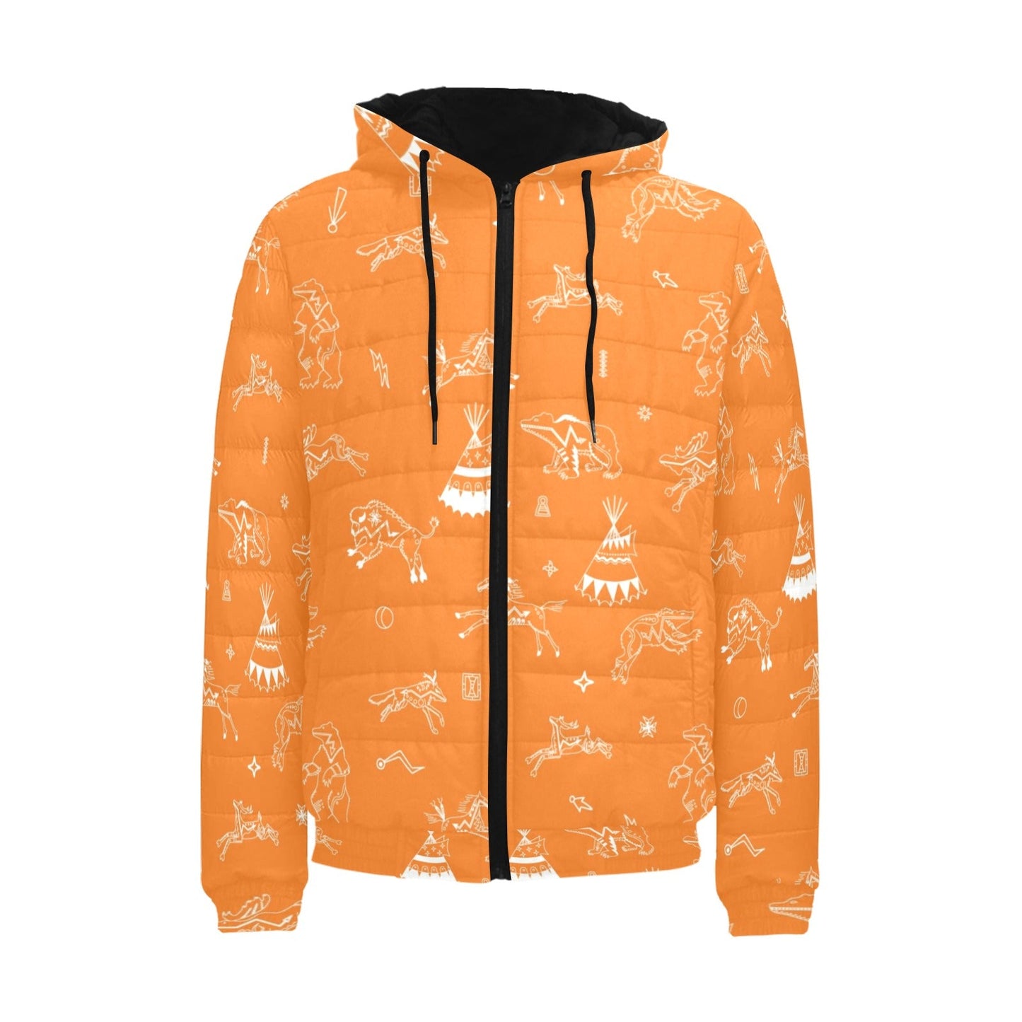 Ledger Dables Orange Men's Padded Hooded Jacket