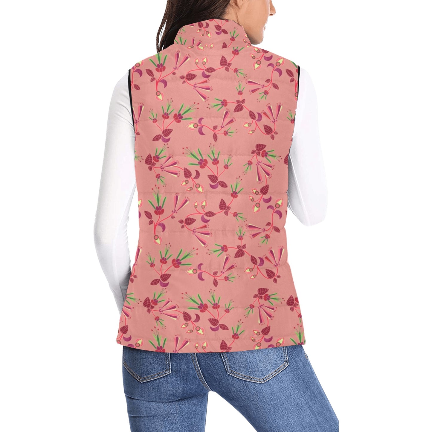 Swift Floral Peach Rouge Remix Women's Padded Vest Jacket