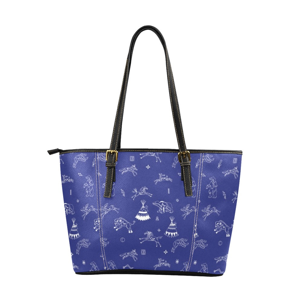 Ledger Dables Blue Leather Tote Bag