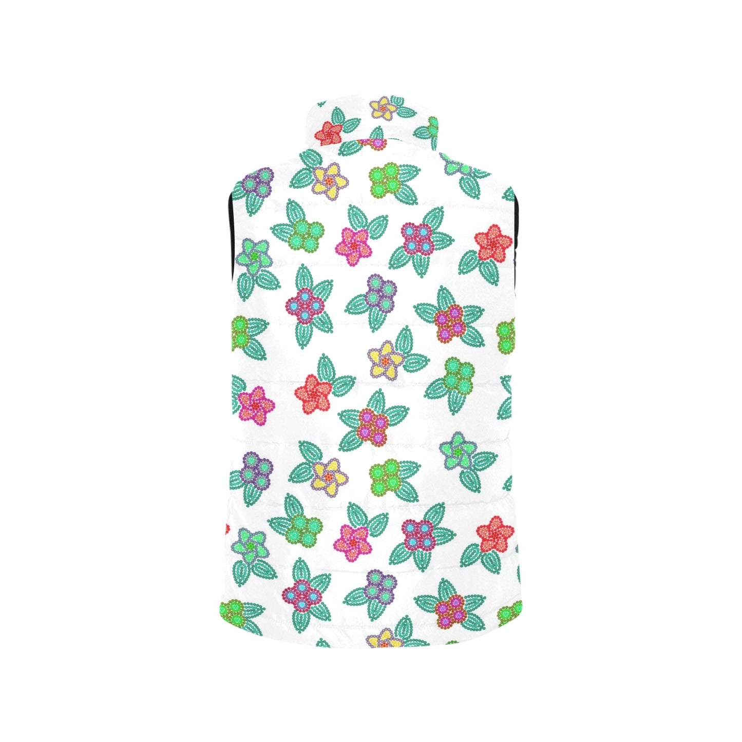 Berry Flowers White Women's Padded Vest Jacket