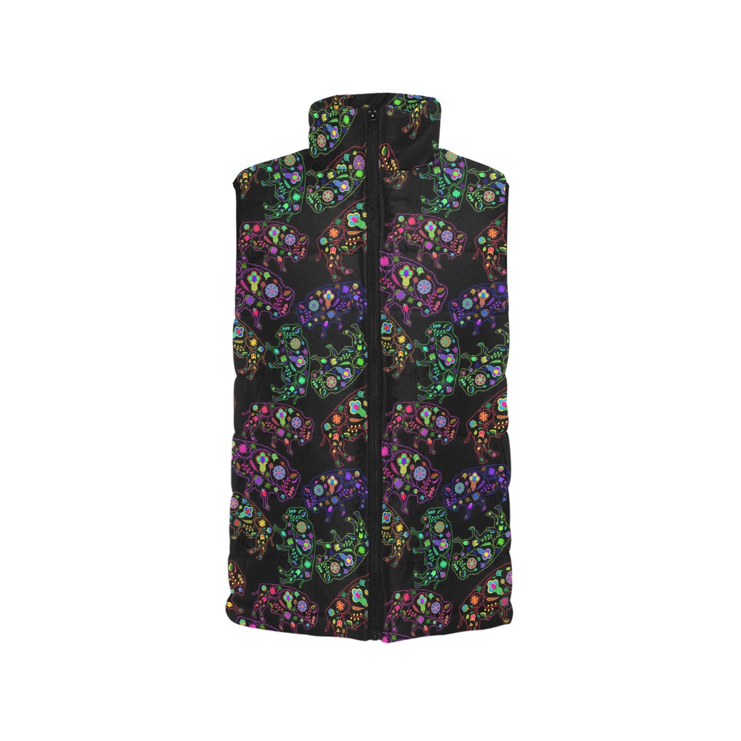 Neon Floral Buffalos Women's Padded Vest Jacket