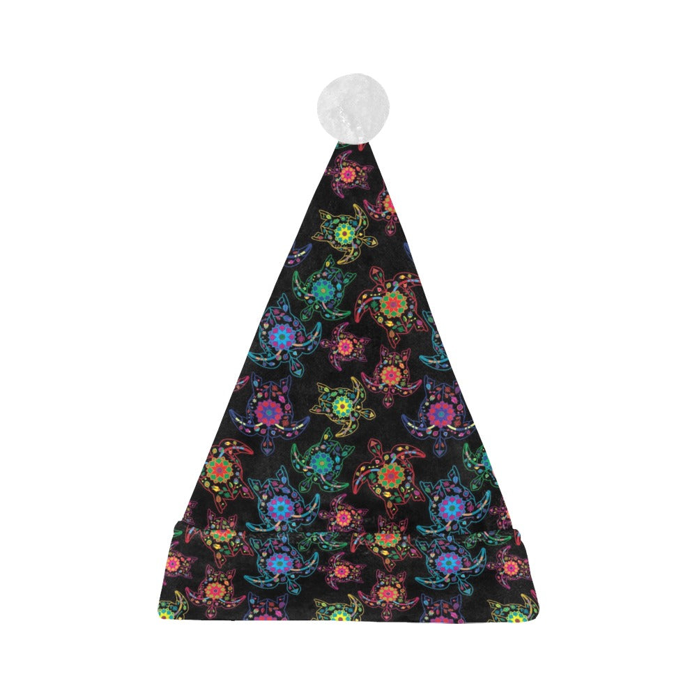 Neon Floral Turtles Santa Hat