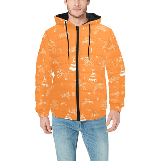 Ledger Dables Orange Men's Padded Hooded Jacket