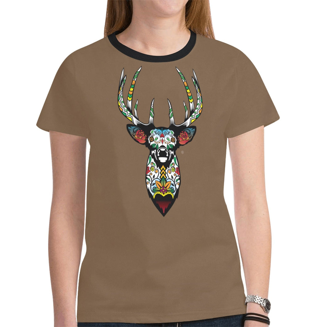 Elk Spirit Guide (Dark Brown) New T-shirt for Women