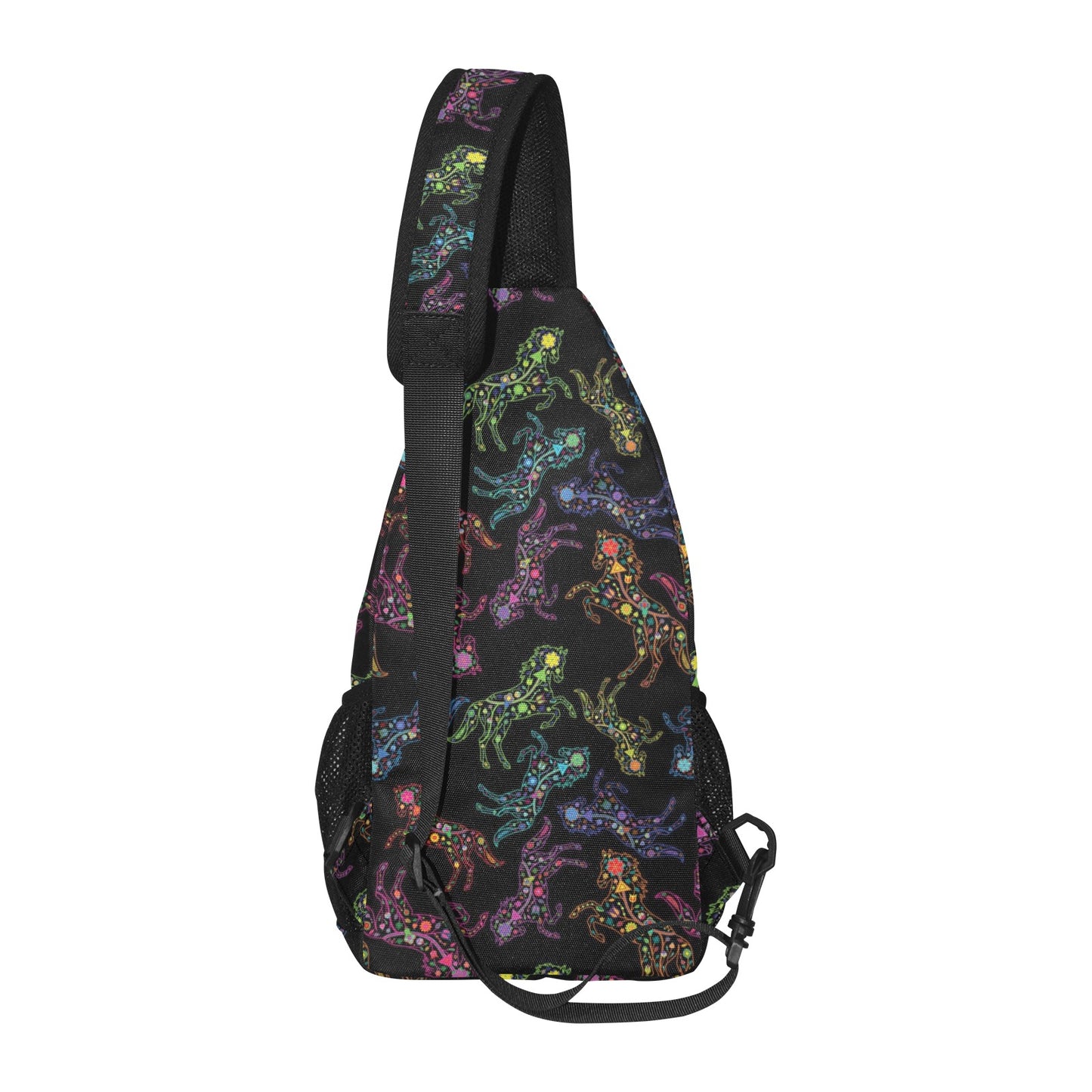 Neon Floral Horses Chest Bag