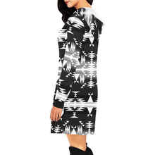 Load image into Gallery viewer, Between the Mountains Black and White Hoodie Dress
