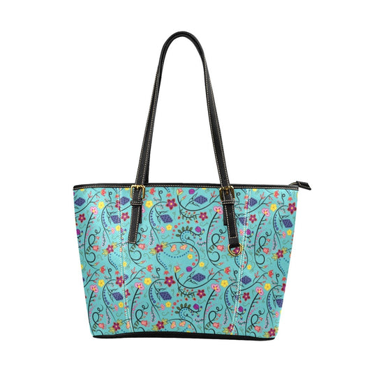 Fresh Fleur Sky Leather Tote Bag