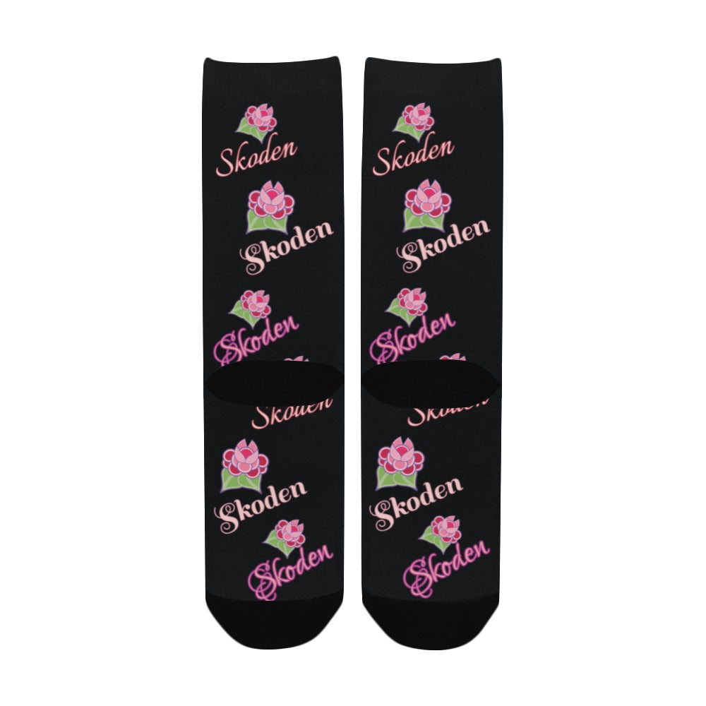 Ladies Skoden Floral Black Women's Custom Socks