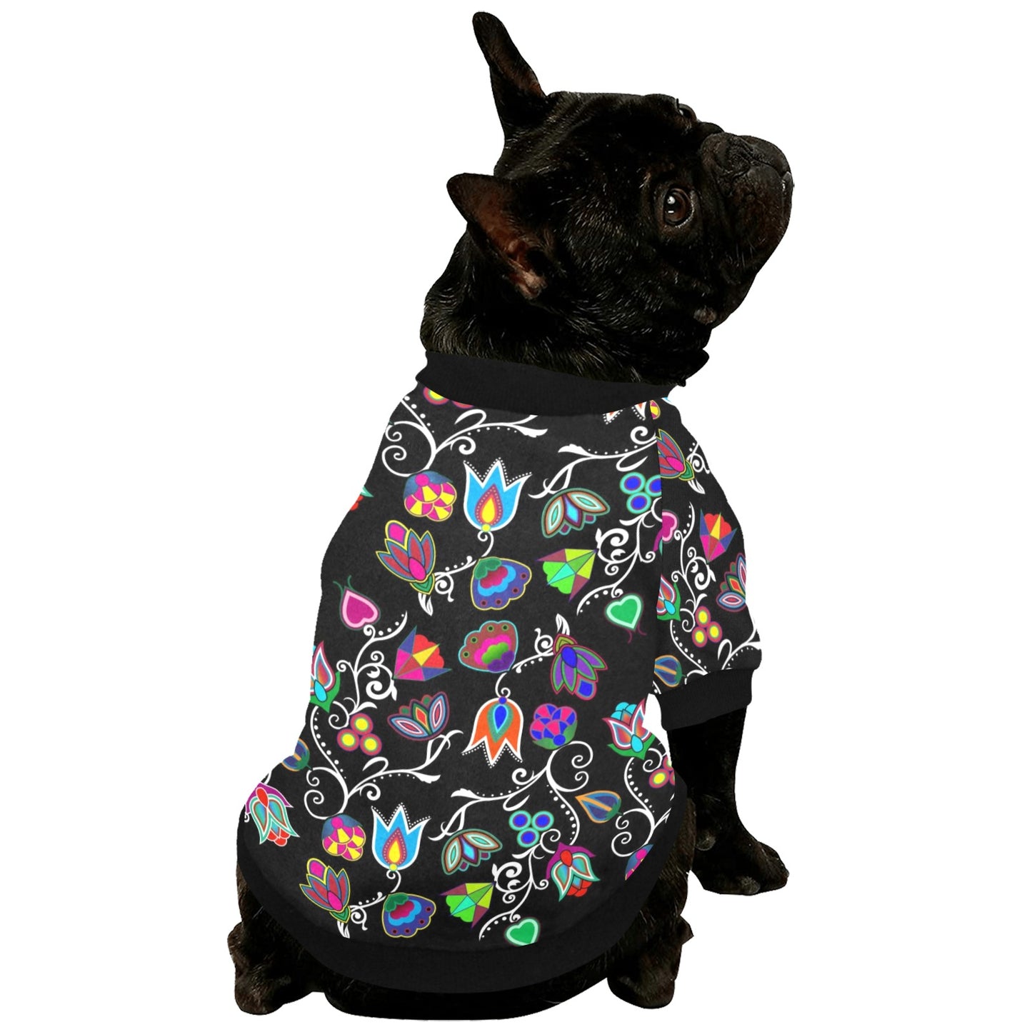 Indigenous Paisley Black Pet Dog Round Neck Shirt