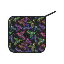 Load image into Gallery viewer, Neon Floral Hummingbirds Oven Mitt &amp; Pot Holder
